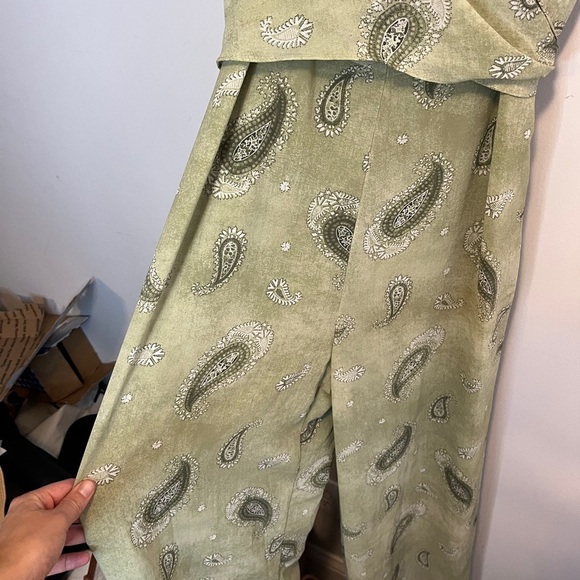 MICHAEL KORS PAISLEY Chiffon Green JUMPSUIT M - Picture 8 of 10